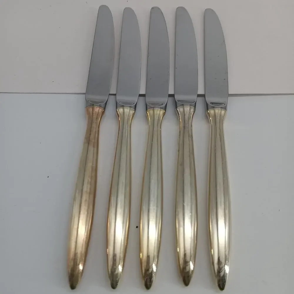 5X BK Christofle Silverplate Flatware DROP Butter Dinner Knives Sharp